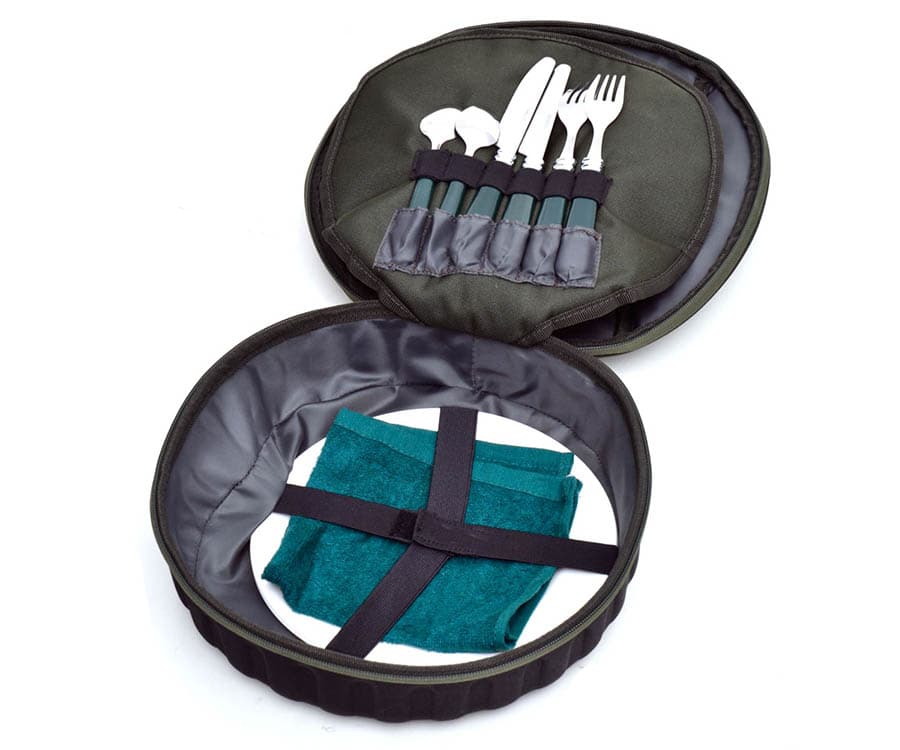 Camping Tableware Set for 2 Persons in a Round Case